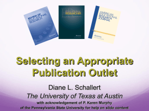 Schallert (2011): Selecting an Appropriate Publication Outlet
