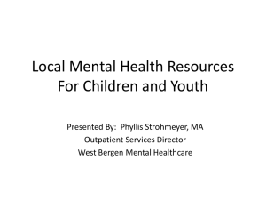 Local Mental Health Resources For Children and Youth