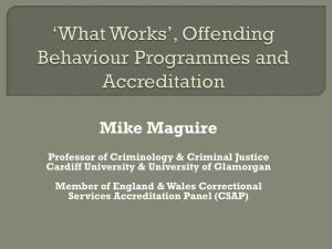 *What Works*, Offending Behaviour Programmes