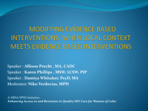 Modifying Evidence Based Interventions