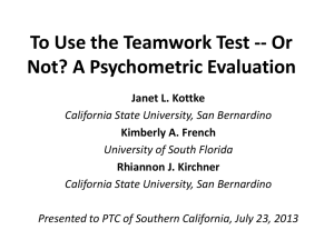 To Use the Teamwork Test - Personnel Testing Council of Southern