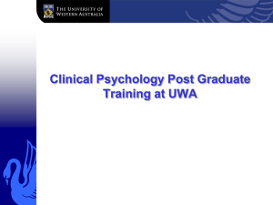 Clinical Psychology Post Graduate training at UWA