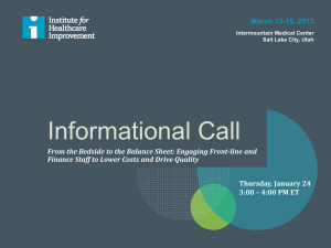 call slides here - Institute for Healthcare Improvement