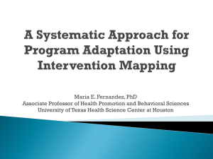 Using Intervention Mapping to Adapt Evidence Informed