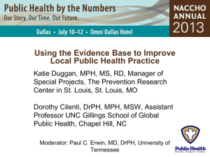 Using the Evidence-Base to Improve Local Public Health Practice.