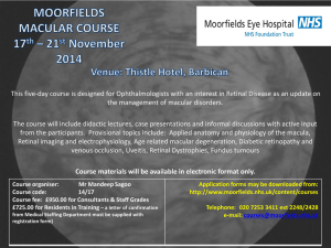 MACULAR COURSE: 17th * 21st November 2014 Venue: Thistle