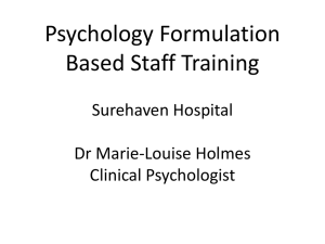 Psychology Formulation Based Staff Training Surehaven Hospital Dr