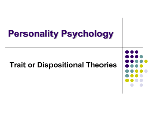 Psy 258 Trait Theories - Donna Vandergrift Psychology, Associate