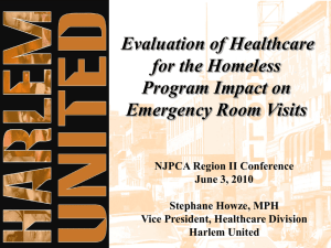 Evaluation of Healthcare for the Homeless Program Impact on ER