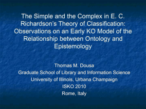 The Simple and the Complex in E. C. Richardson`s Theory of