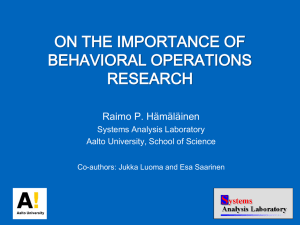 On the importance of Behavioural Operational Research