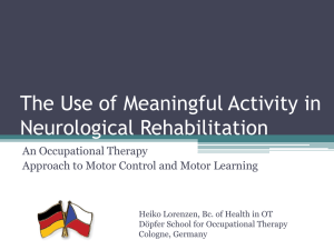 The use of meaningful activity in neurological