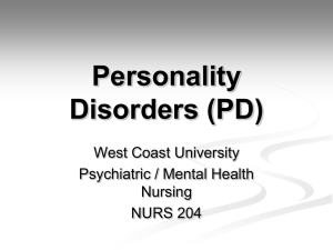 Personality Disorder (PD) - N204 & N214L Psychiatric / Mental
