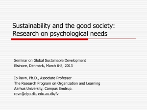 Sustainability and the good society Research on psychological needs