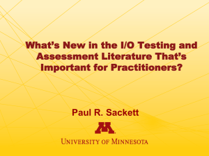 What`s New in the I/O Testing and Assessment Literature