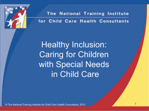 Slide Presentation - National Training Institute for Child Care Health