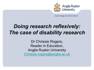 Doing disability research: the reflexive sociologist