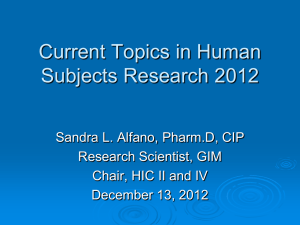 Current Topics in Human Subjects Research