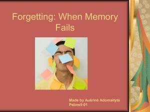 Forgetting : When Memory Fails