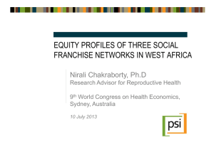 Equity profiles of three social franchise networks in West Africa