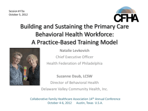 A Practice-Based Training Model - Collaborative Family Healthcare
