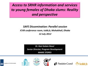 Access to SRHR information and services to young females of