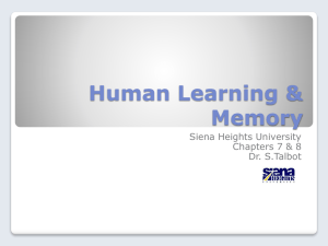 Chapter 7 & 8 –Cognitive Views of Learning
