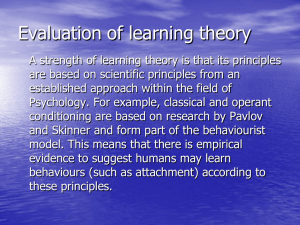 Evaluation of learning theory