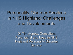 Personality Disorder Services in NHS Highland: Challenges and