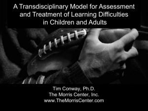 The Morris Center`s Transdisciplinary model of Assessment
