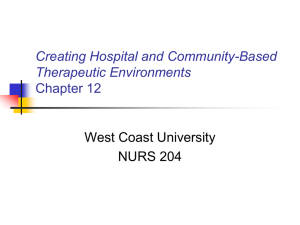 Creating Hospital and Community-Based Therapeutic Environments