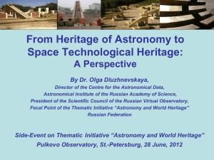 From Heritage of Astronomy to Space Technological Heritage