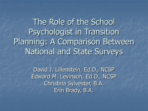 The Role of the School Psychologist in Transition Planning: A