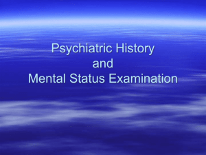 Psychiatric History and Mental Status Examination