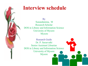 Interview schedule - University of Mysore