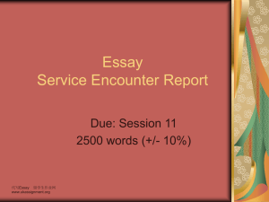 Assignment 2 Service Encounter Report