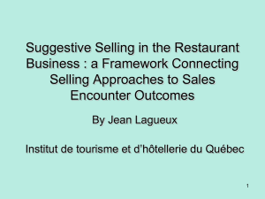 Suggestive selling in the restaurant business: a framework