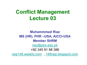 Conflict Management Lecture 03