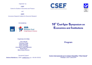 Csef-Igier Symposium on Economics and Institutions Program