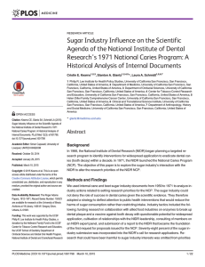 Sugar Industry Influence on the Scientific Agenda