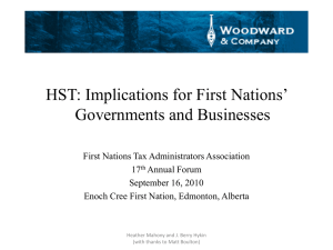 HST: Implications for First Nations` Governments and Businesses