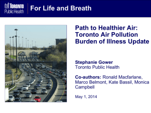 Burden of Illness from Air Quality in Toronto – Stephanie Gower