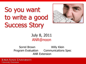 Writing Good Success Stories - Iowa State University Extension and