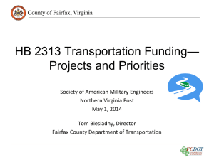HB2313 Transportation Funding—Projects and Priotities