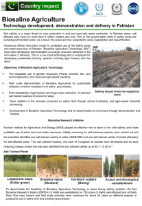 Biosaline Agriculture- Technology development, demonstration and