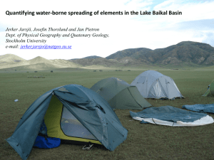 Quantifying water-borne spreading of elements in the Lake Baikal