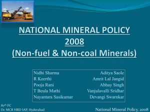 national mineral policy 2008 - Dr. Marri Channa Reddy Human