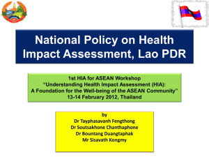 HIA in the Lao PDR National Policy