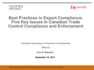 Five Key Issues in Canadian Trade Control