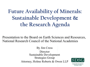 Future Availibility of Minerals – Sustainable Development